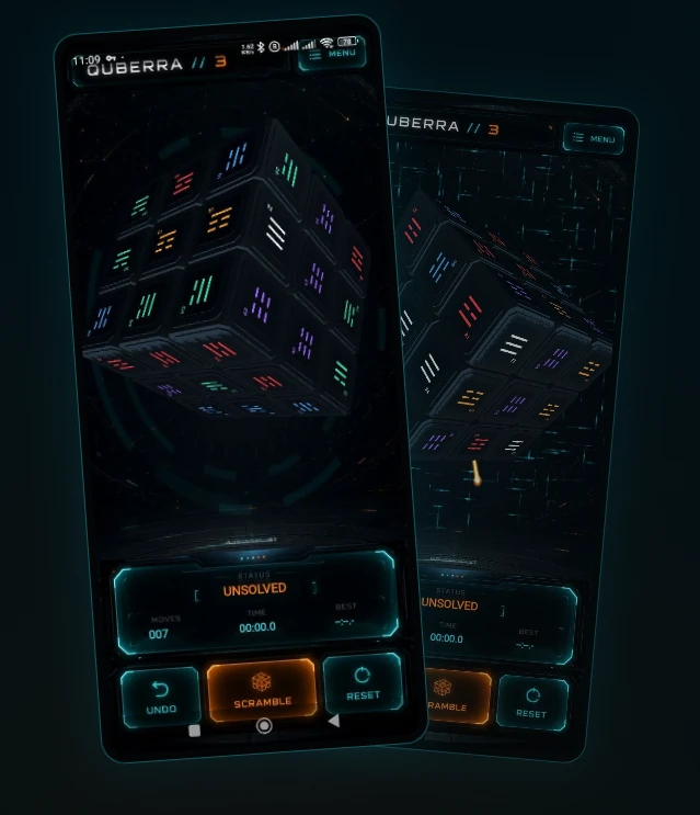 QUBERRA // 3 mobile gameplay on two phones